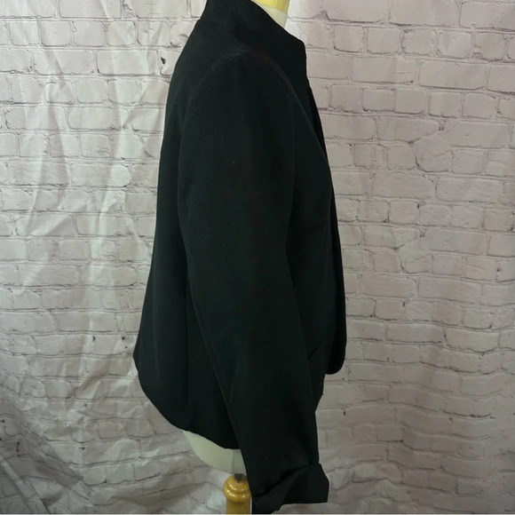 Chico's black blazer jacket sz 2 (large 12) high mock collar business office - Picture 2 of 10